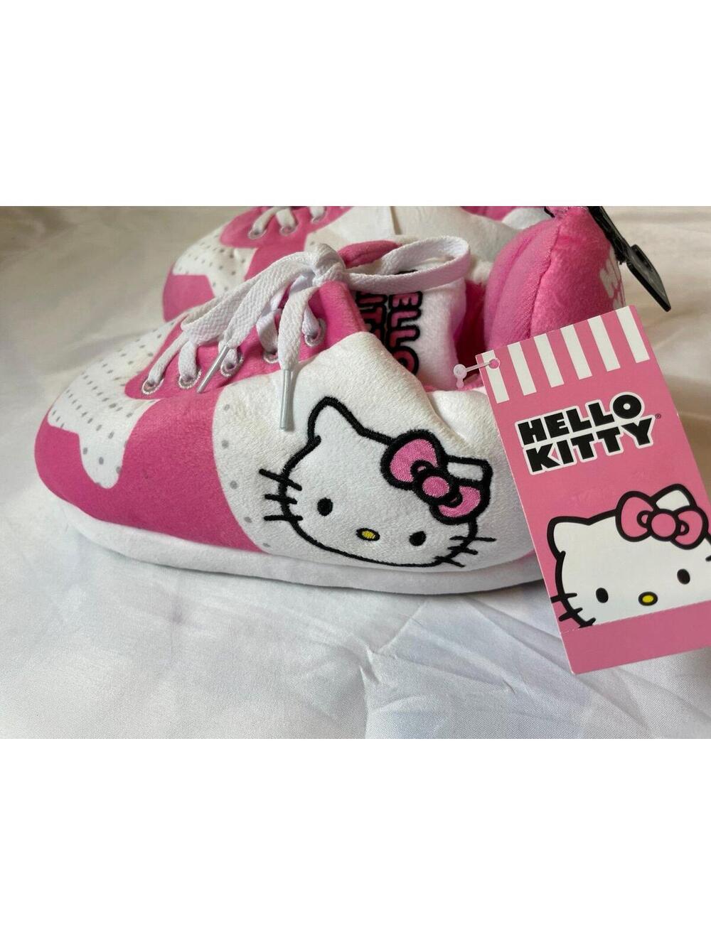 Hello Kitty Plush Slippers Toddler Size 2-3 Pink White Sanrio NWT